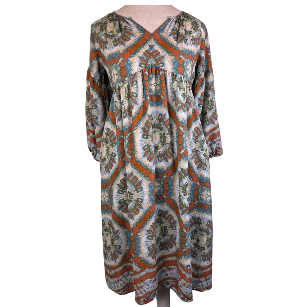 Nurture by Westbound Petites Medallion Print Rayon Midi Dress PS Cottagecore